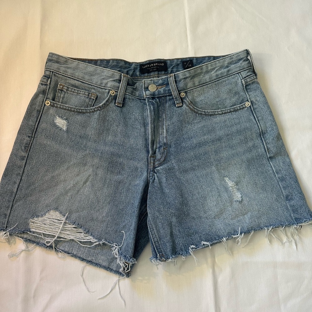 Lucky Brand Blue Distressed Jean Shorts size 6/28 - Picture 2 of 5